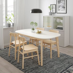 IKEA VEDBO / RONNINGE (ИКЕА ВЕДБО/РОННИНГЕ), Стол и 4 стула, белый/берёза, 160х95 см., 193.068.78 19306878 фото