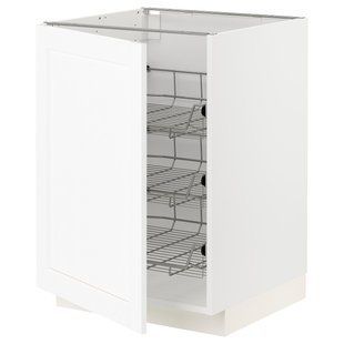 IKEA Шкаф с проволочной корзиной, Энчёпинг белый/имитация белого дерева METOD, 094.733.68 09473368 фото