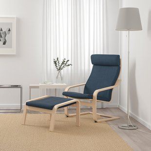 IKEA Кресло, дубовый шпон, беленый/Хилларед темно-синий PO&Auml;NG, 092.865.88 09286588 фото