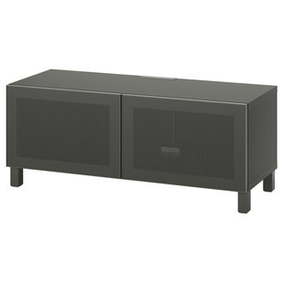 IKEA BESTA (ІKEA БЕСТА), Тумба під ТВ з дверцятами, темно-сірий/Мертвікен/Стуббарп темно-сірий, 120x42x48 см, 595.045.98 59504598 фото