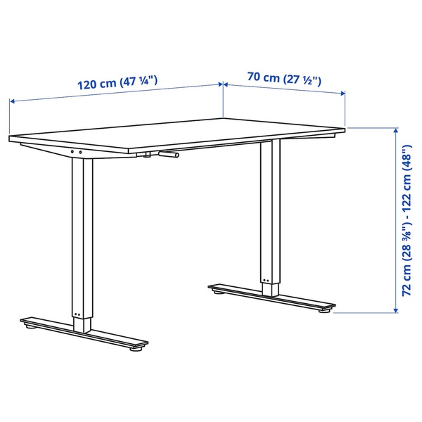 IKEA TROTTEN (ІKEA ТРОТТЕН), Стіл з регульованою висотою, білий/антрацит, 120x70 см, 394.295.81 39429581 фото