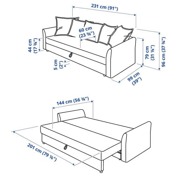 IKEA 3-местный диван-кровать, Боргунда бежевый HOLMSUND, 595.169.35 59516935 фото