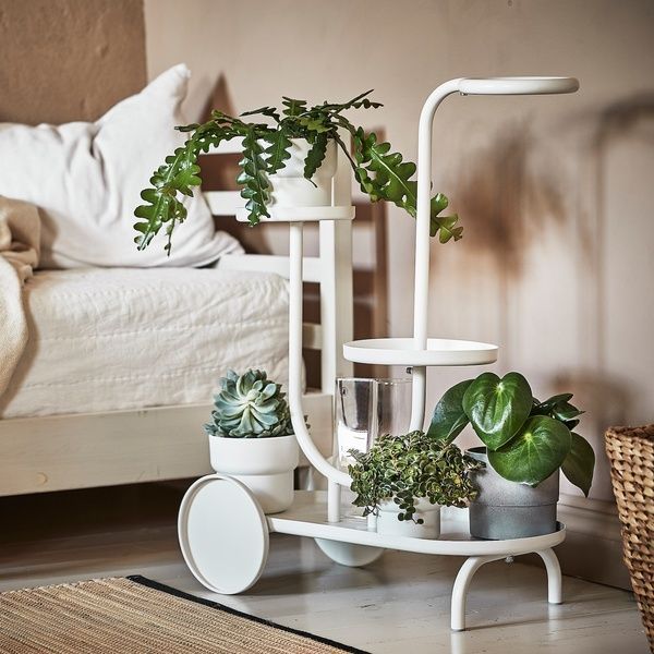 IKEA Подставка для цветов на колесах, белая. CHILISTR&Aring;N, 004.922.48 00492248 фото