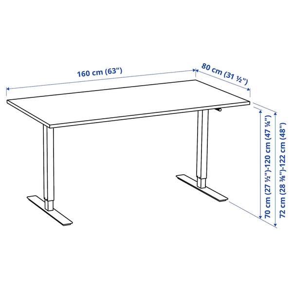 IKEA TROTTEN (ІKEA ТРОТТЕН), Стіл з регульованою висотою, бежевий/антрацит, 160x80 см, 194.295.96 19429596 фото