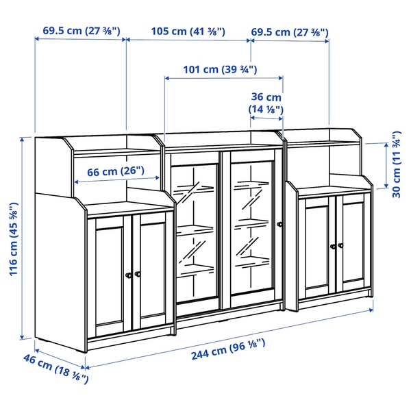 IKEA HAUGA (ІKEA HAUGA), Книжкова шафа, білий, 244x46x116 см, 893.886.44 89388644 фото