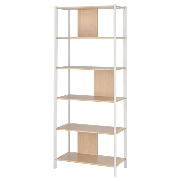 IKEA JATTESTA (ИКЕА ДЖАТТЕСТ), Книжный шкаф, белый/светлый бамбук, 80x195 см, 105.388.49 10538849 фото