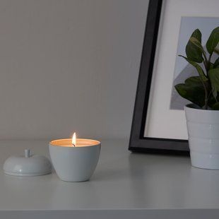 IKEA Ароматична свічка в метконтейні, яблуко/Яблуко і груша, біла ANSPR&Aring;KSL&Ouml;S, 904.882.04 90488204 фото