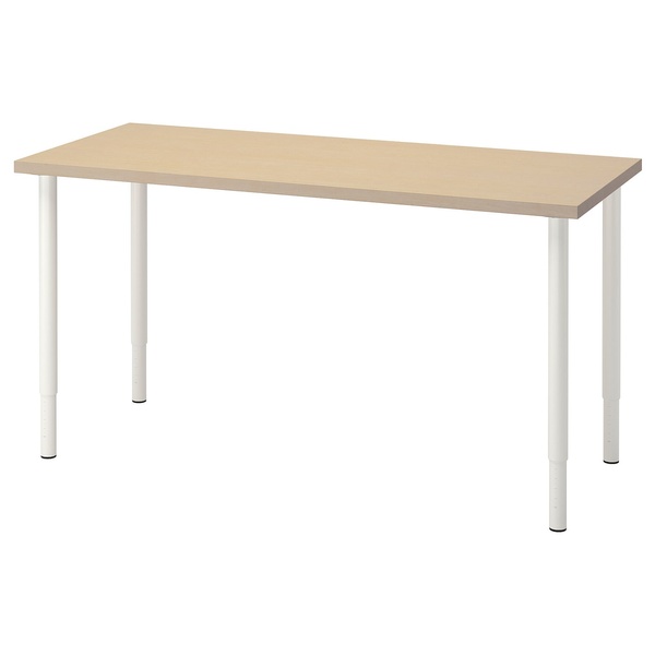 IKEA MÅLSKYTT/OLOV (ІKEA МОЛСКИТТ/ОЛОВ), Письмовий стіл, береза/білий, 140 x 60 см, 594.177.56 59417756 фото