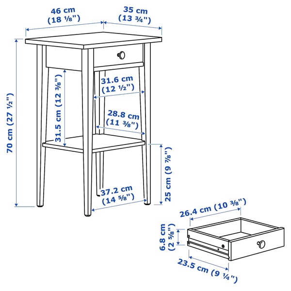 IKEA Тумба прикроватная, белая морилка HEMNES, 202.004.56 20200456 фото