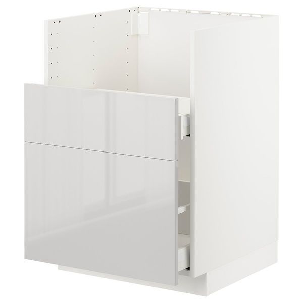 IKEA BREDSJ&Ouml;N/2fr/2szt тумба під раковину, білий/Ringhult світло-сірий METOD, 992.990.77 99299077 фото