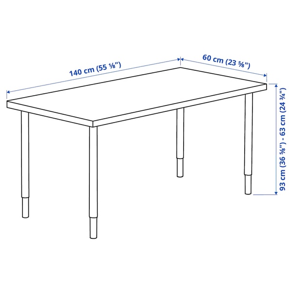 IKEA MALSKYTT / OLOV (ИКЕА МОЛСКИТТ/ОЛОВ), Письменный стол, береза/белый, 140 x 60 см, 594.177.56 59417756 фото