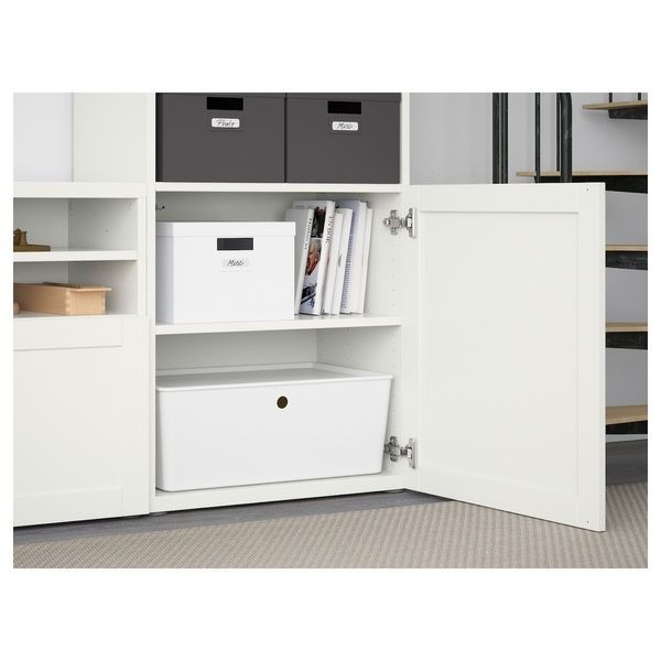 IKEA BESTA (ІKEA БЕСТО), Комбінована шафа для ТВ/скляні дверцята, біла/Hanviken біле прозоре скло, 300x42x231 см, 894.112.39 89411239 фото