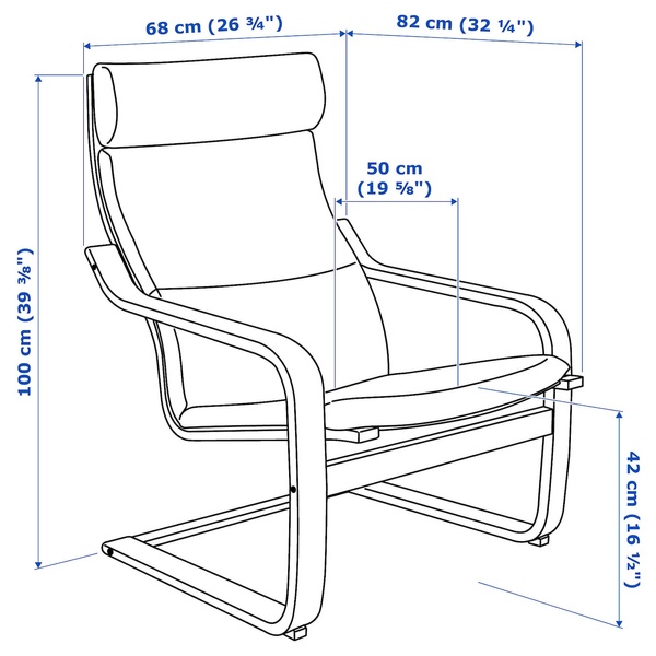 IKEA Кресло/табурет для ног, дубовый шпон, беленый/Хилларед антрацит POÄNG, 694.842.55 69484255 фото