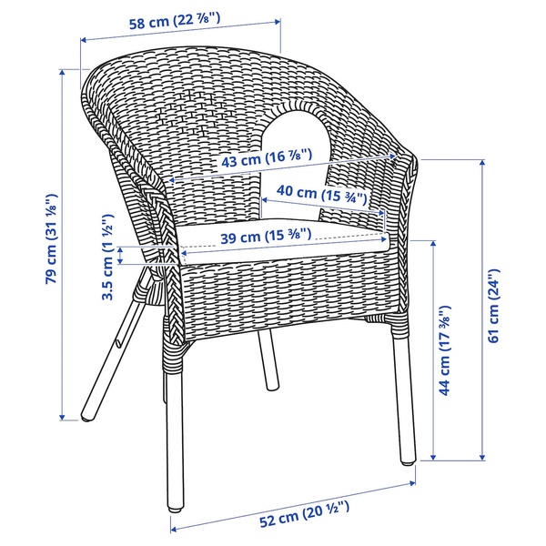 IKEA Крісло AGEN (ІKEA АГЕН), Крісло з подушкою, натуральний ротанг/Норна, 193.907.73 19390773 фото