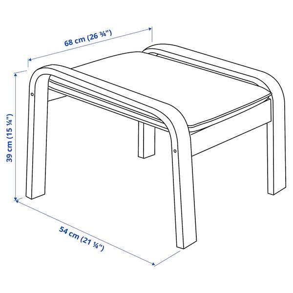 IKEA Крісло/табурет для ніг, дубовий шпон білий/гіларед антрацит POÄNG, 694.842.55 69484255 фото