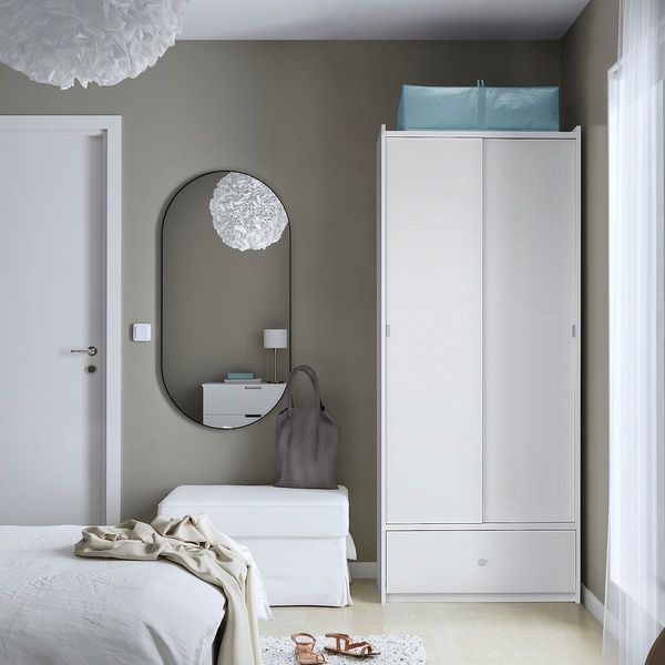 IKEA Гардероб с раздвижными дверями, белый BRUKSVARA, 805.758.81 80575881 фото