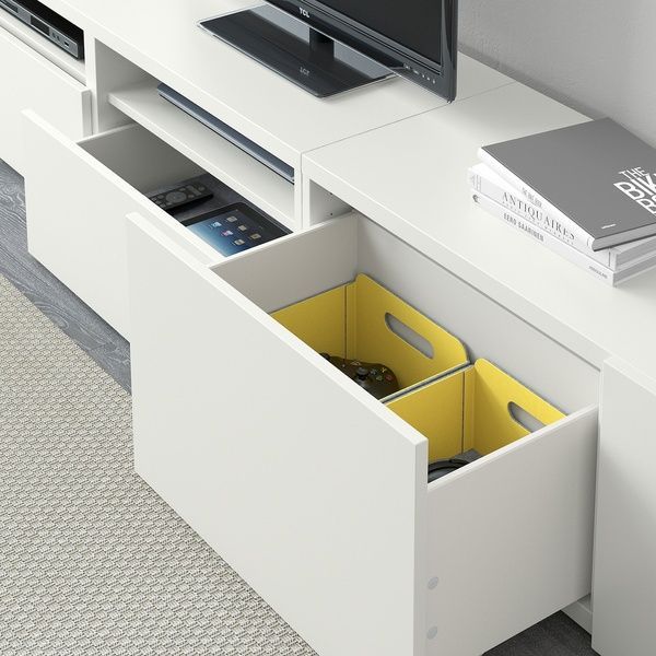 IKEA BESTA (ІKEA БЕСТА), Тумба під ТВ, білий Lappviken/світло-сіро-бежевий, 240x42x230 см, 994.768.19 99476819 фото