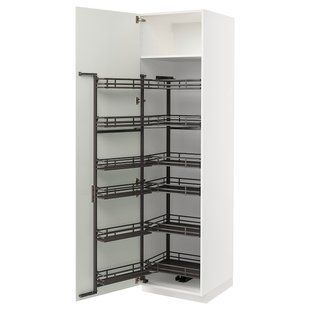 IKEA Висока шафа з висувною коморою, білий/Бодбин кремовий METOD, 694.719.55 69471955 фото