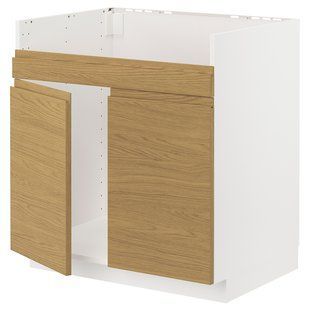 IKEA Тумба під раковину HAVSEN на 2 відділення, білий/імітація Voxtorp. дуб METOD, 795.381.11 79538111 фото