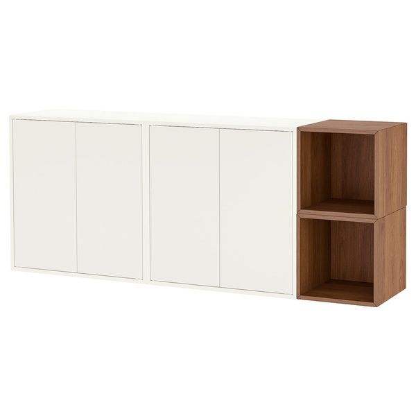IKEA Комбінація навісної шафи, білий/горіх EKET, 294.926.91 29492691 фото