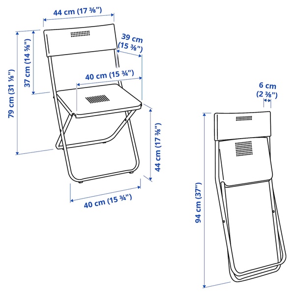 IKEA FEJAN (ІKEA ФЕДЖАН), Стіл+2 складні стільці, садовий, білий/білий, 594.349.49 59434949 фото