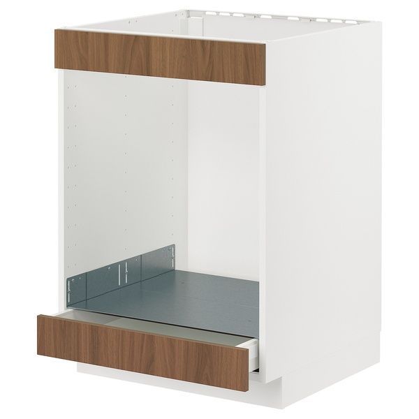 IKEA Підставка + плита з ящиками, білий/Tistorp, імітація коричневого горіха METOD / MAXIMERA, 495.193.45 49519345 фото