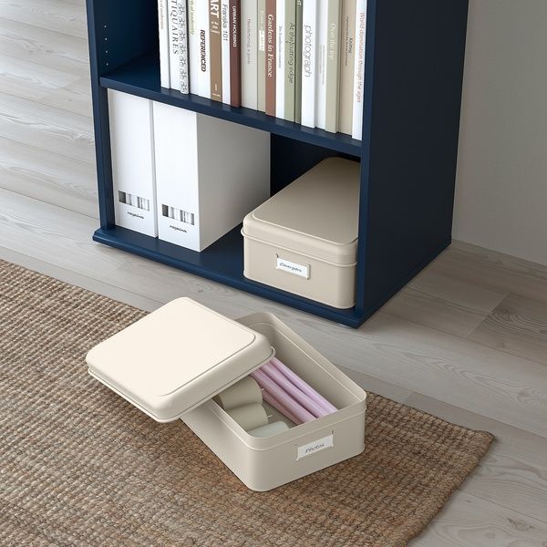 IKEA Контейнер з кришкою, набір 2 шт., світло-бежевий PLOGF&Aring;RA, 105.432.14 10543214 фото