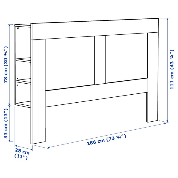 IKEA Изголовье с полкой BRIMNES (ИКЕА БРИМНЭС), Изголовье, полки, белый, 602.287.12 60228712 фото