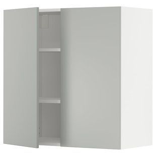 IKEA Навісна шафа з полицями/2 дверцята, білий/Havstorp світло-сірий METOD, 395.384.05 39538405 фото
