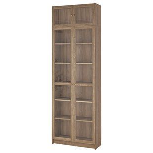 IKEA Книжный шкаф со стеклянной дверью/расширением, имитация. дуб/бесцветное стекло BILLY / OXBERG, 495.819.12 49581912 фото