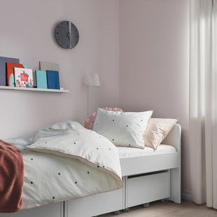 IKEA Підодіяльник і наволочка, візерунок у білу/рожеву крапку V&Auml;NKRETS, 105.047.26 10504726 фото