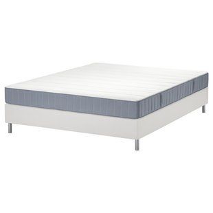 IKEA Ліжко Continental, Vester&ouml;y середньої жорсткості/блакитний білий LYNG&Ouml;R, 795.533.85 79553385 фото