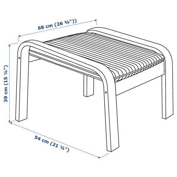 IKEA Крісло/підніжка, березовий шпон/Книса чорна PO&Auml;NG, 194.842.05 19484205 фото