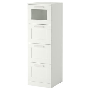 IKEA Комод BRIMNES (ИКЕА БРИМНЭС), Комод, 4 ящика, белый, матовое стекло, 39x124 см, 403.920.44 40392044 фото