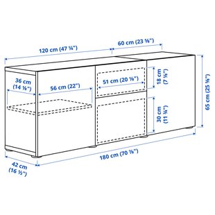 IKEA Комбінація з висувними ящиками, ефект білого дуба/Selsviken глянцевий бежевий BESTÅ, 594.126.69 59412669 фото