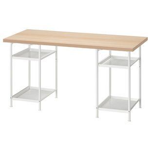 IKEA Письменный стол, дуб беленый/белый LAGKAPTEN / SP&Auml;ND, 495.638.52 49563852 фото