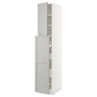 IKEA 4-дверный/2-дверный каркас, белый/Лериттан светло-серый METOD / MAXIMERA, 094.615.63 09461563 фото