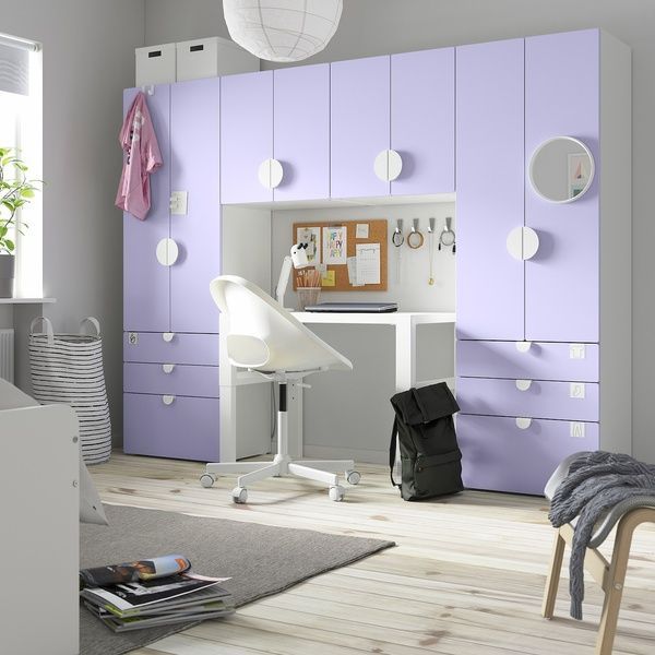 IKEA Книжный шкаф, белый/сиреневый SM&Aring;STAD / PLATSA, 095.445.73 09544573 фото