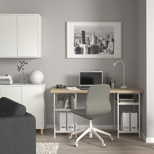 IKEA Письменный стол, дуб беленый/белый LAGKAPTEN / SP&Auml;ND, 495.638.52 49563852 фото