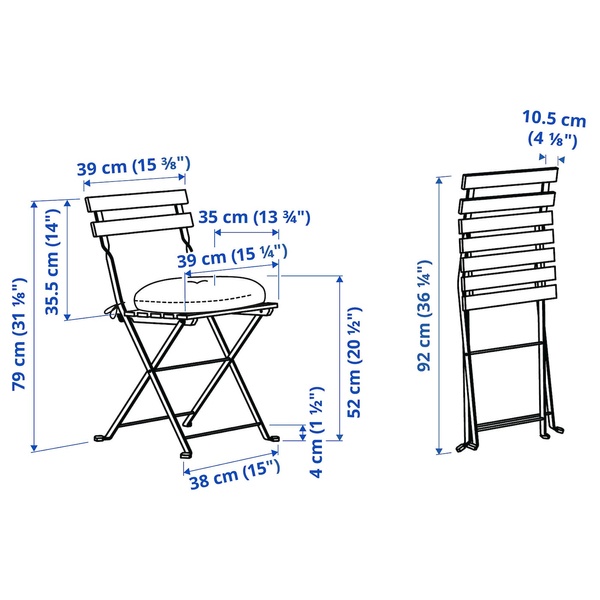 IKEA Стол+2 стула, садовый, белый/зеленый/Клёсан синий TÄRNÖ, 895.349.14 89534914 фото