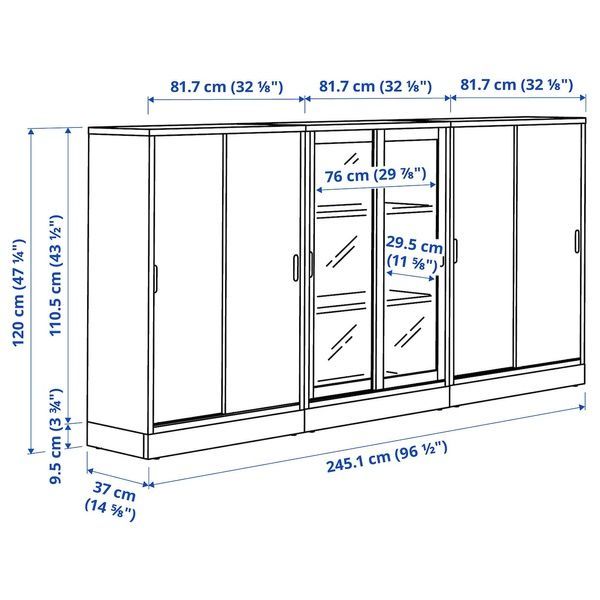 IKEA Комбинация с раздвижными дверями, дубовый шпон/прозрачное стекло TONSTAD, 995.150.57 99515057 фото