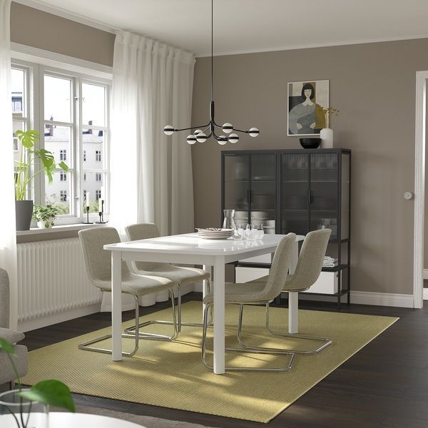 IKEA Стіл і 4 стільці, білий/Віарп бежевий/коричневий STRANDTORP / LUSTEBO, 895.689.37 89568937 фото
