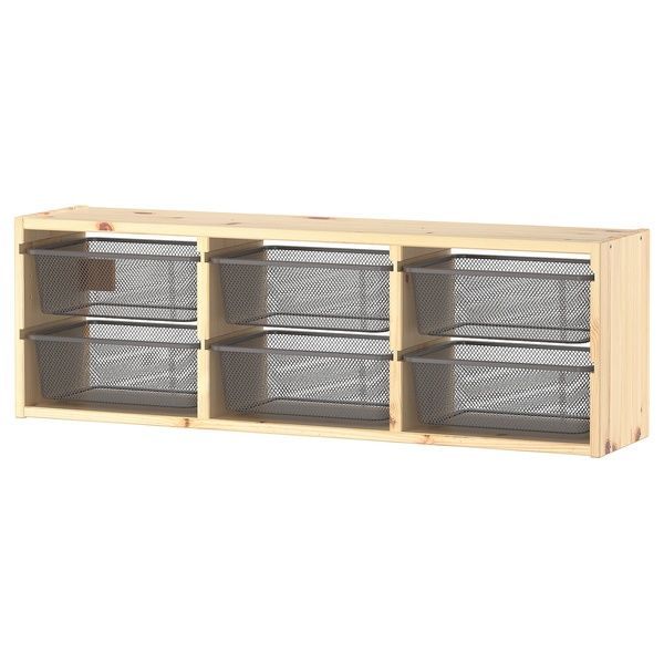IKEA Навесной шкаф, сосна светло-белая/темно-серая морилка TROFAST, 494.781.99 49478199 фото