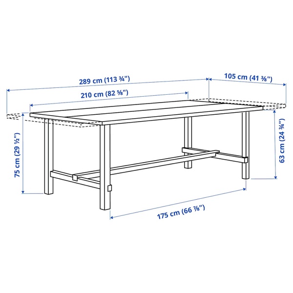 IKEA NORDVIKEN / NORDVIKEN (ИКЕА НОРДВИКЕН/НОРДВИКЕН), Стол и 6 стульев, морилка/морилка, 210/289x105 см, 493.869.44 49386944 фото