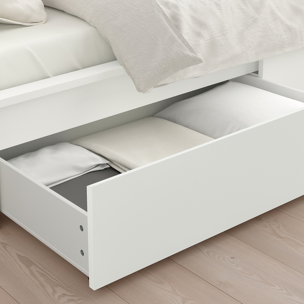 IKEA MALM (ІKEA МАЛЬМ), Каркас ліжка з 4 ящиками для зберігання, білий, 140х200 см, 399.316.09 39931609 фото