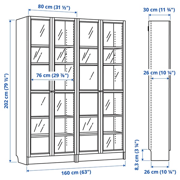 IKEA Вітрина BILLY / OXBERG (ІKEA БИЛЛИ / OXBERG), Шафа-вітрина, книжкова шафа, 890.178.32 89017832 фото