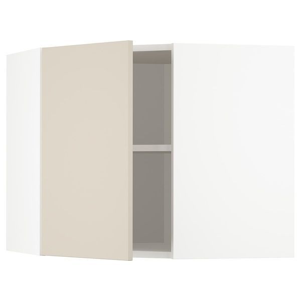 IKEA Навісна кутова шафа з полицями, білий/Хавсторп бежевий METOD, 294.264.94 29426494 фото