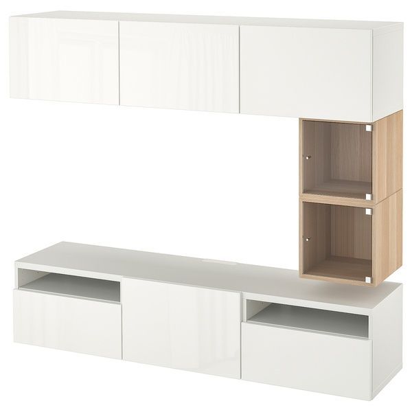 IKEA Подставка под ТВ, белый/Сельсвикен глянцевый/белый BEST&Aring; / EKET, 294.767.66 29476766 фото