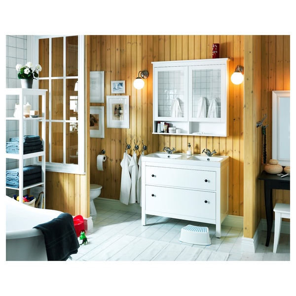 IKEA Шафа з дзеркалом і дверцятами, біла HEMNES, 802.176.75 80217675 фото