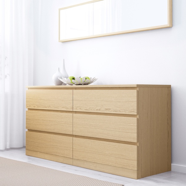 IKEA MALM (ІKEA МАЛЬМ), Комплект меблів для спальні, 4 предмети, дубовий шпон вибілений, 160х200 см, 894.834.05 89483405 фото